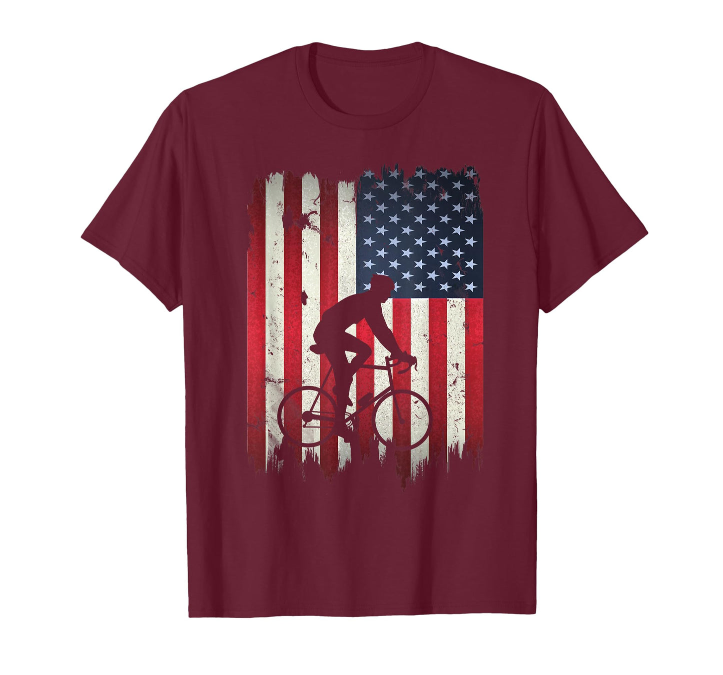 Biking USA American Flag 4th of July Bike Gift Bicycle T-Shirt