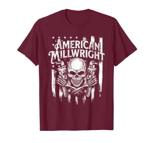 American Millwright - Patriotic USA Flag Machinist Engineer T-Shirt