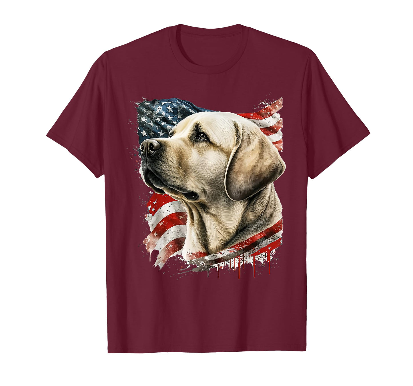 Yellow Lab with The American Flag T-Shirt