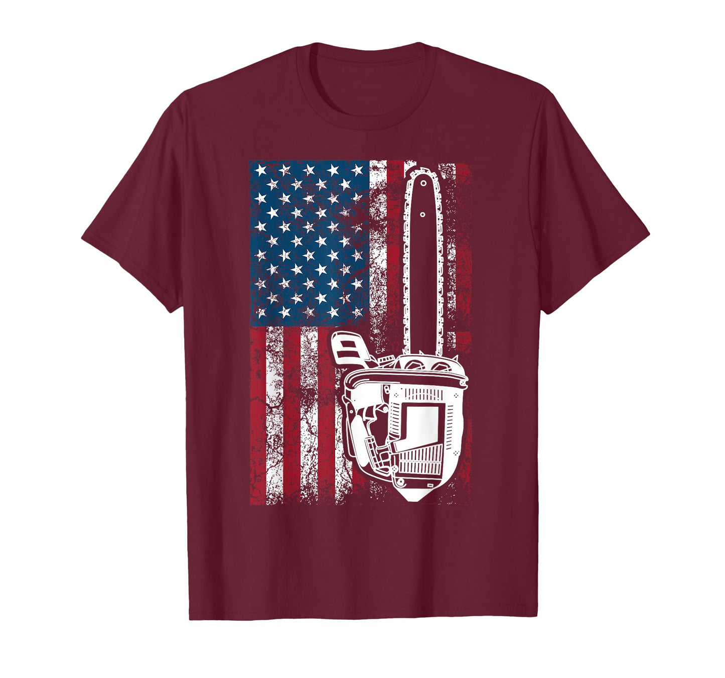 Vintage US Flag Chainsaw | Cute Woodworker Funny Logger Gift T-Shirt
