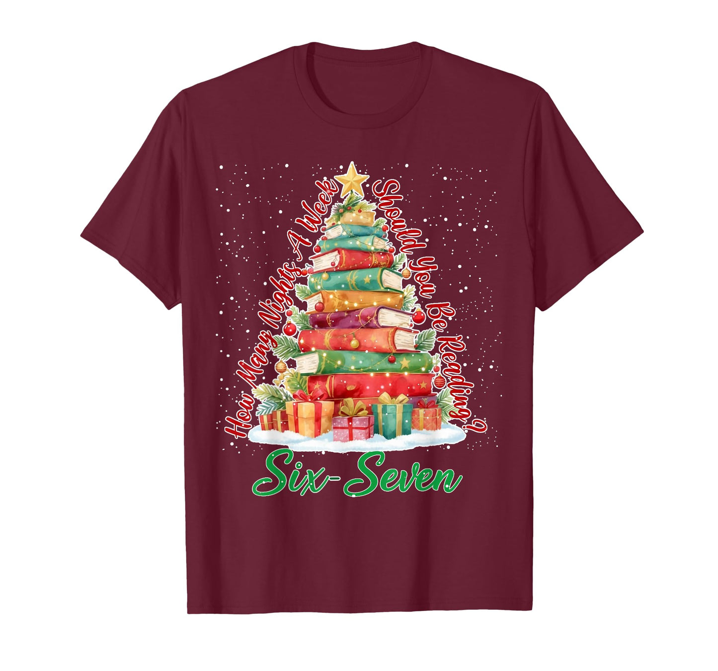 Christmas Reading 67 Six Seven Meme Teacher Book Lover T-Shirt