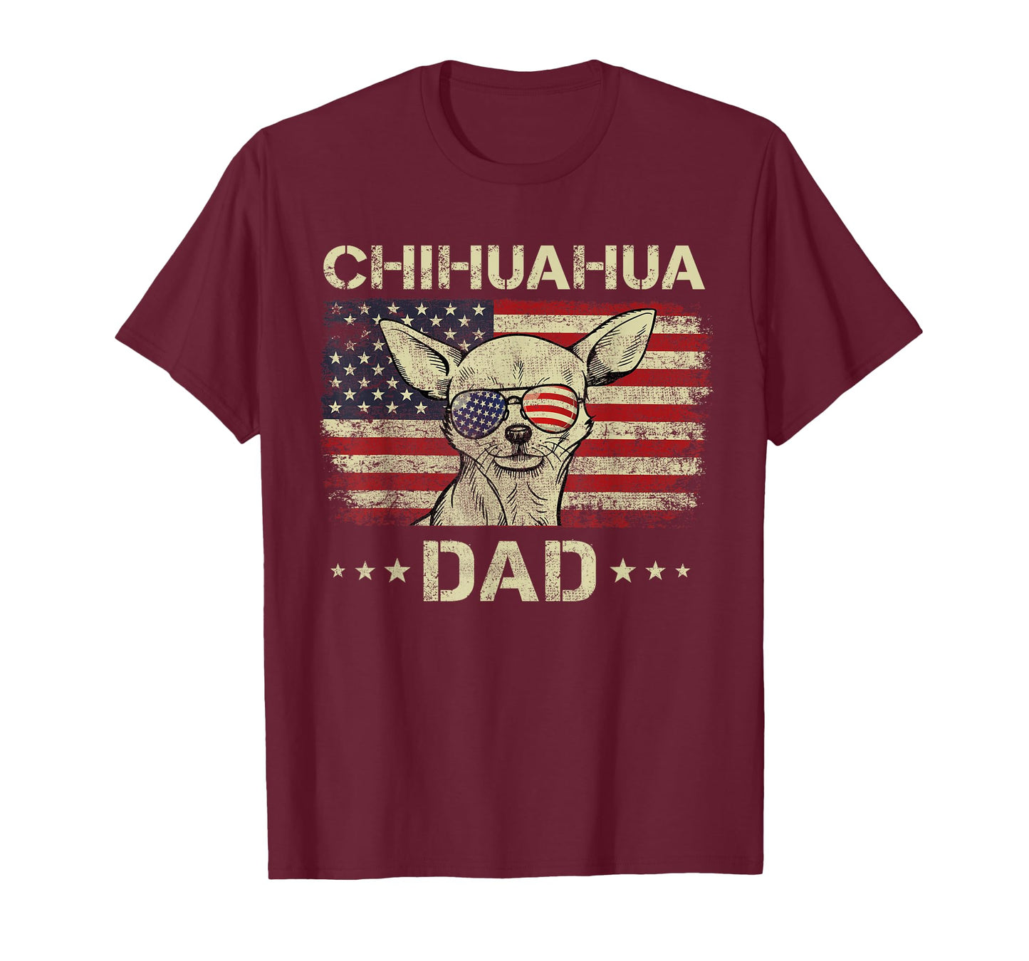 Chihuahua Dad Dog Lovers American Flag 4th Of July T-Shirt for Women Men