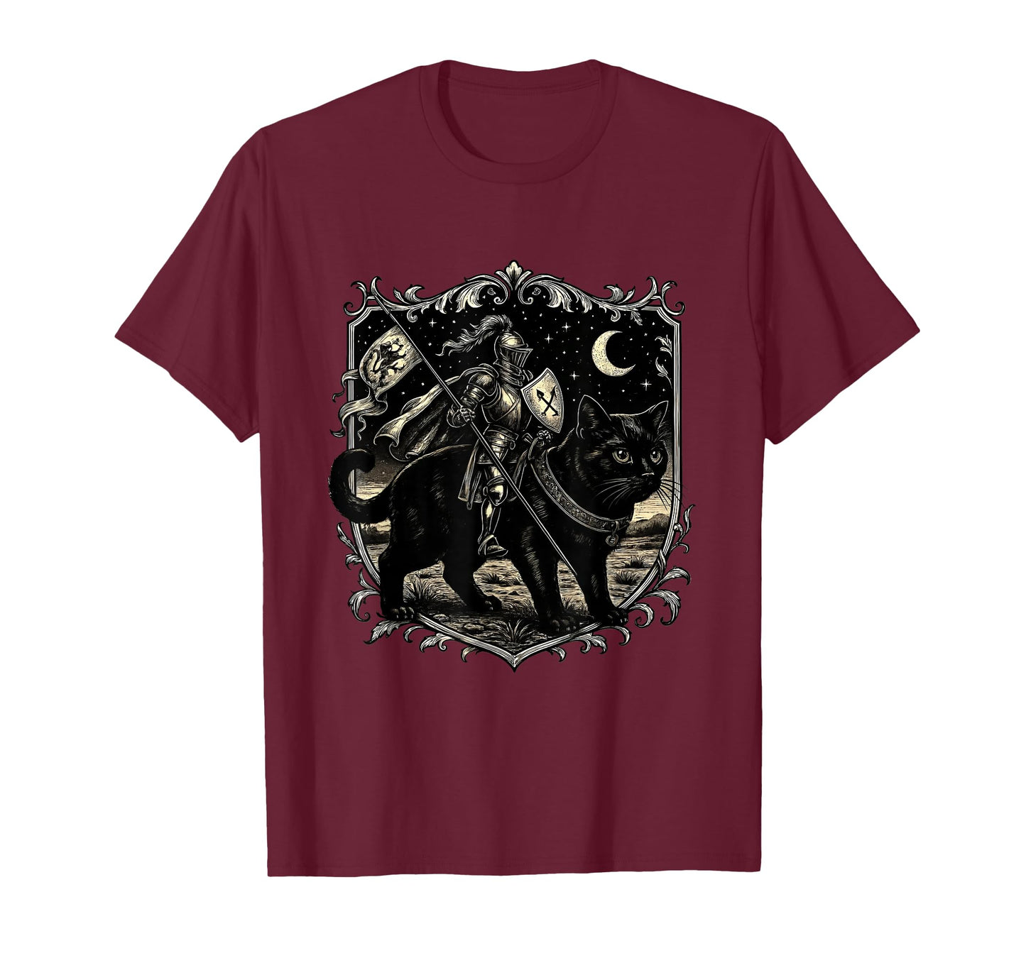 Knight Cat Rider Retro 90s Medieval Cat Fairycore Dark Art T-Shirt
