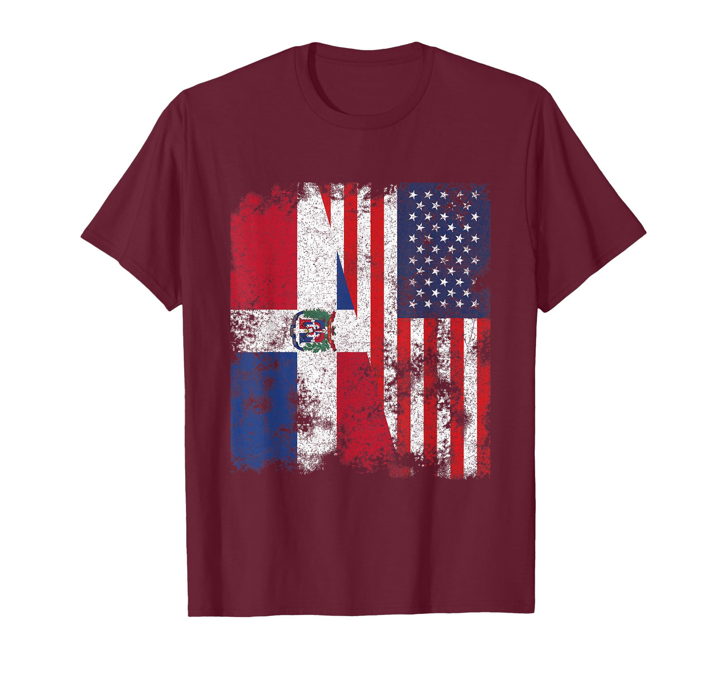Dominican Republic USA Flag Distressed - Half American T-Shirt