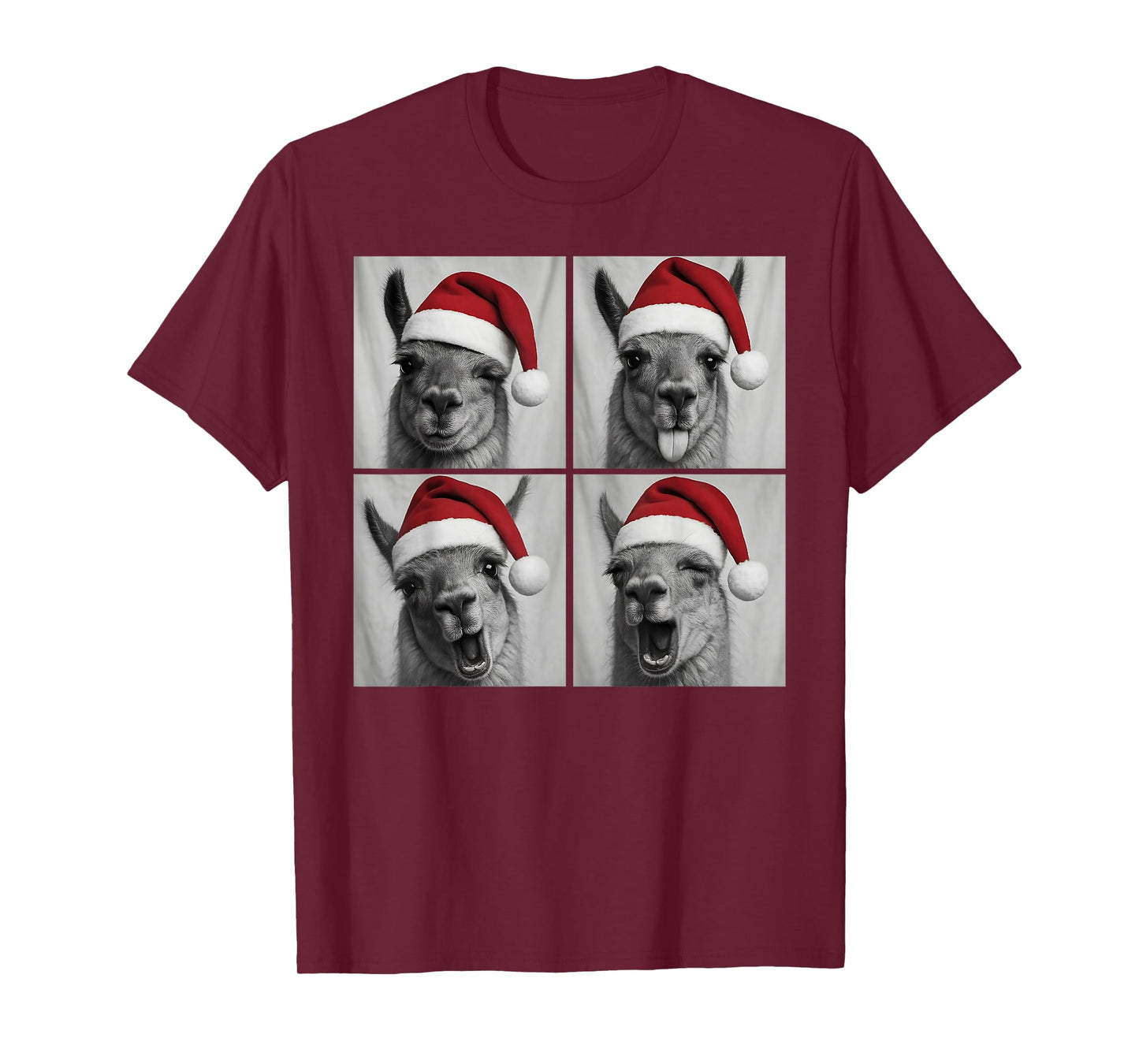 Funny Christmas Llama Santa Photo Booth T-Shirt
