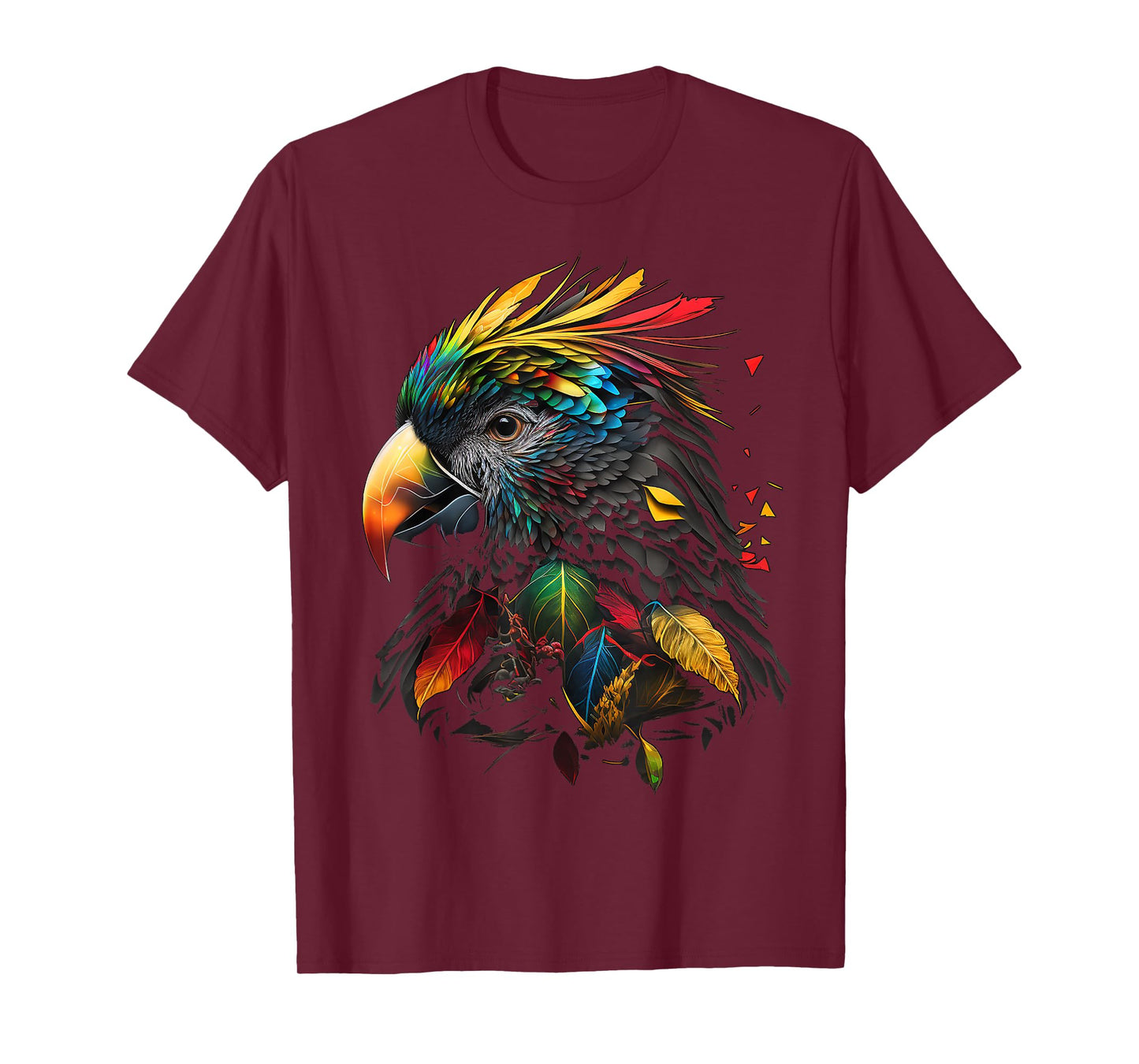 Parrot Colourful Polygon Animal Print Art T-Shirt Small