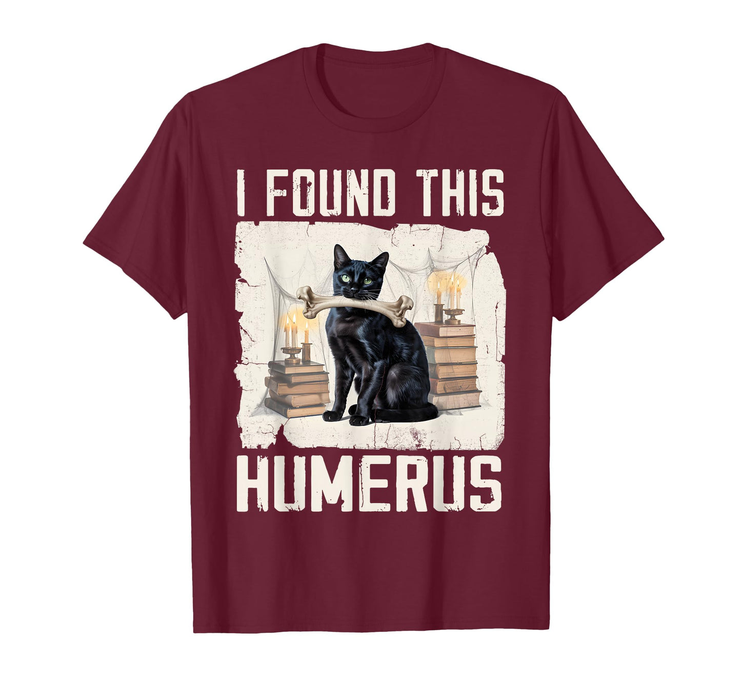 I Found This Humerus Vintage Funny Scary Black Cat Halloween T-Shirt