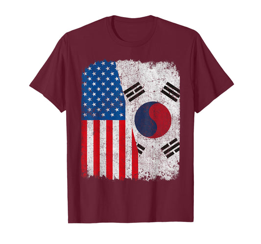 South Korean American Flag Half USA South Korea Root Proud T-Shirt
