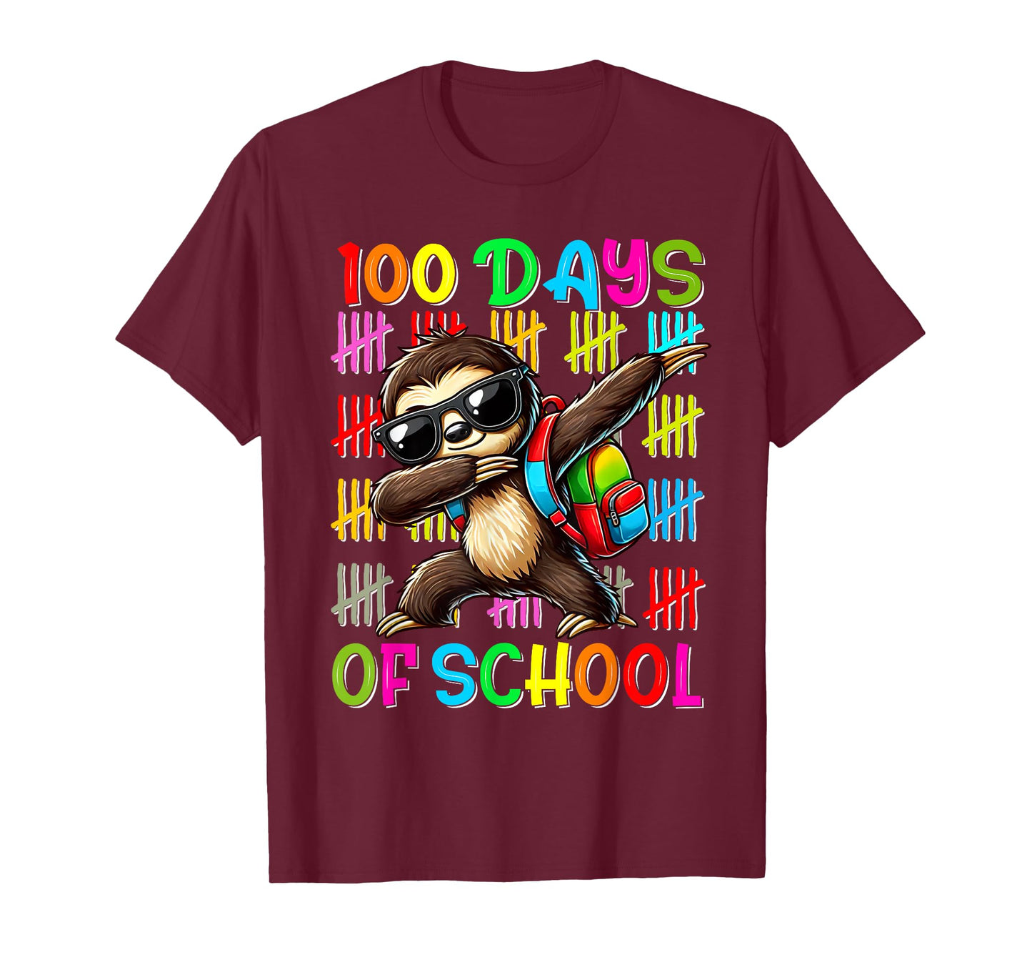 Happy 100th day of school shirt 100 days of school Sloth T-Shirt