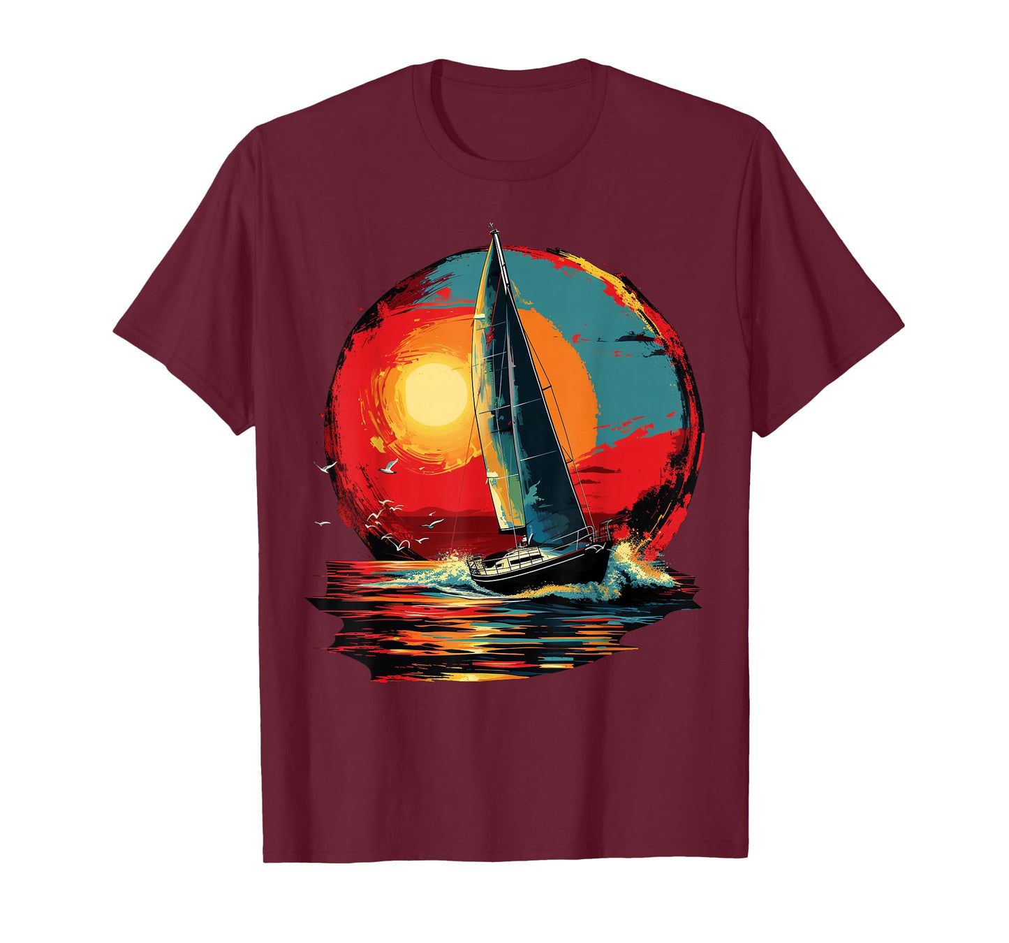 Colorful painted Sailboat on artistic Sailing T-Shirt