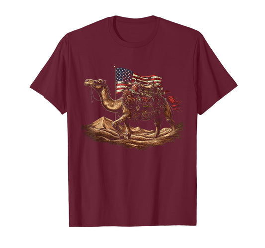 Patriotic Camel American Flag 4th of July Art T-Shirt