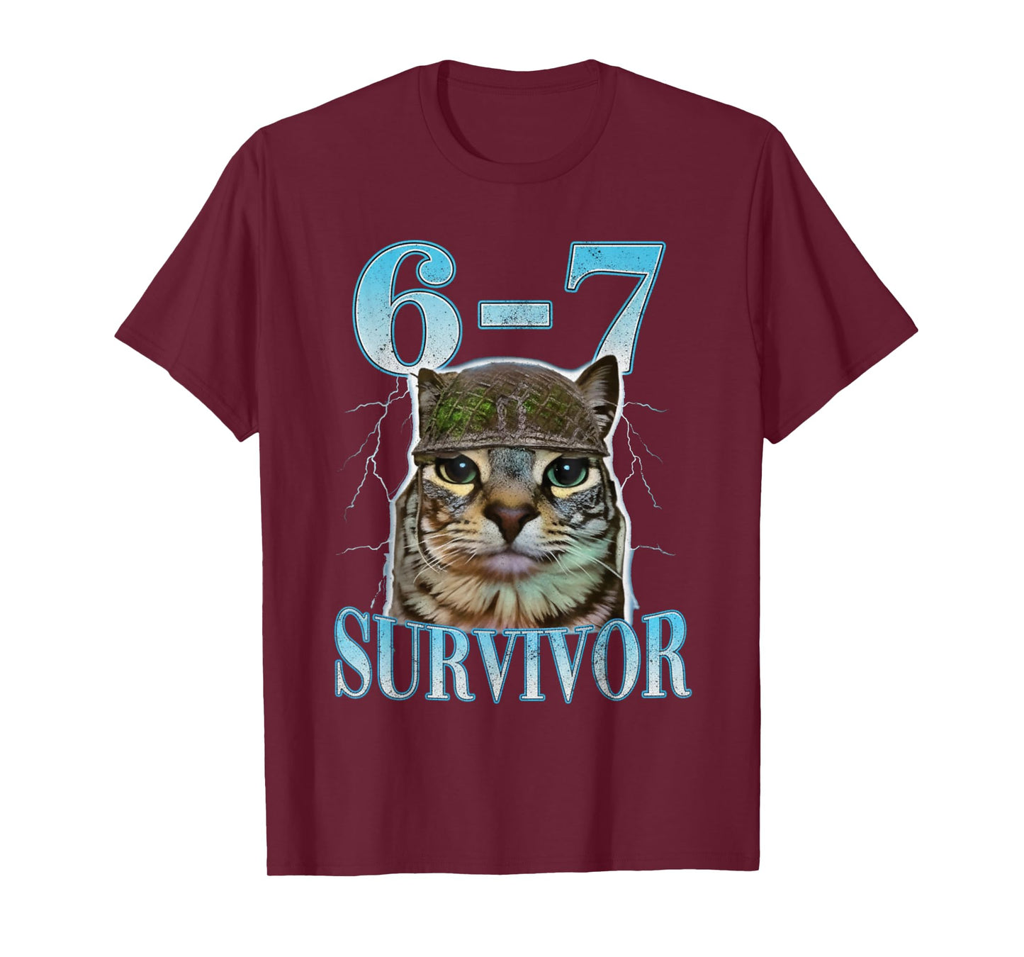 Funny Saying 67 Cats Tummy Ache Survivor Cat Meme six Seven T-Shirt