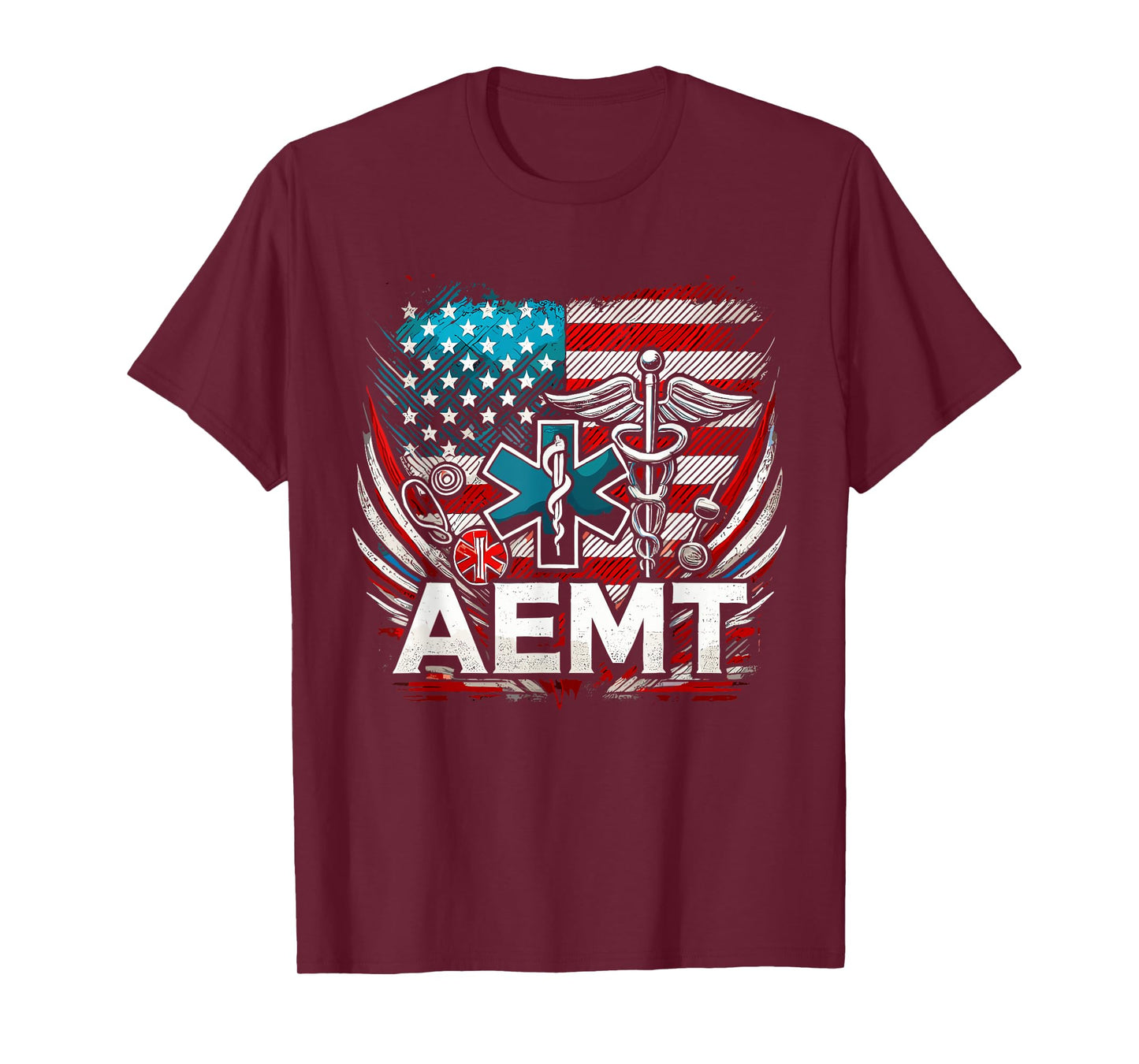 AEMT USA Flag Patriotic Medical Medical Technician T-Shirt