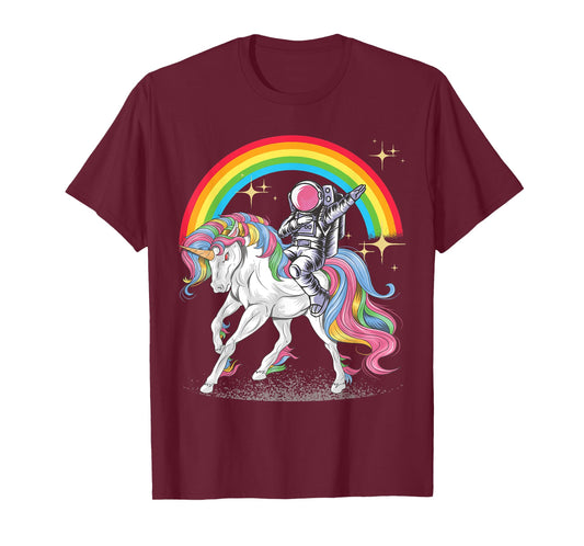 Dabbing Astronaut riding Unicorn Rainbow T-Shirt