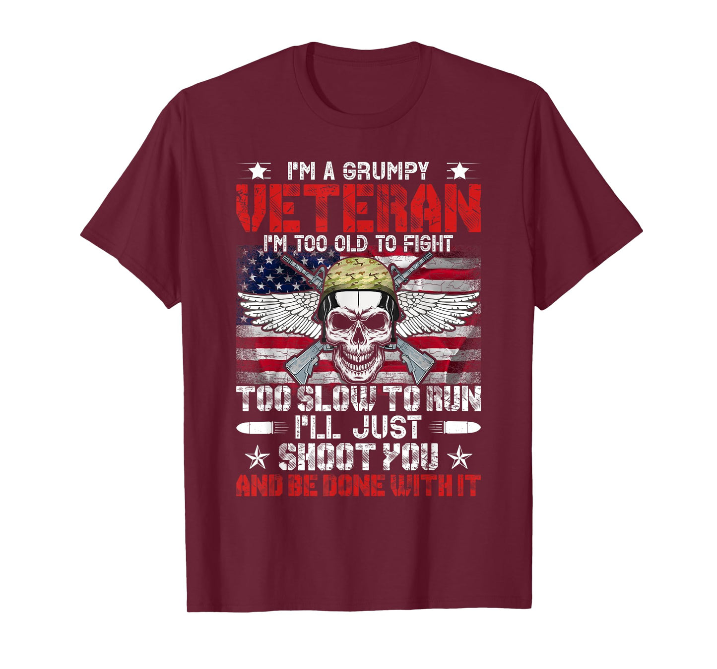 I Am A Grumpy Old Veteran Too Old to Fight Veterans Day T-Shirt, Small, Black