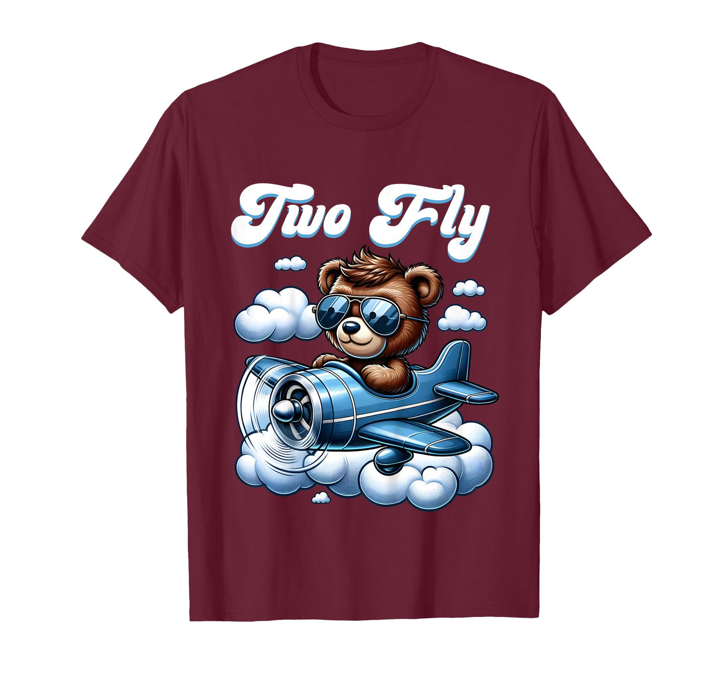 2nd Birthday Airplane Two Plane Teddy Bear Flying Aviation T-Shirt