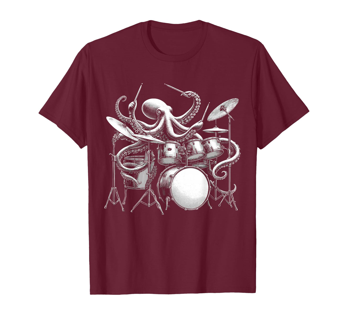 Octopus Playing Drums Retro Drummer T-Shirt