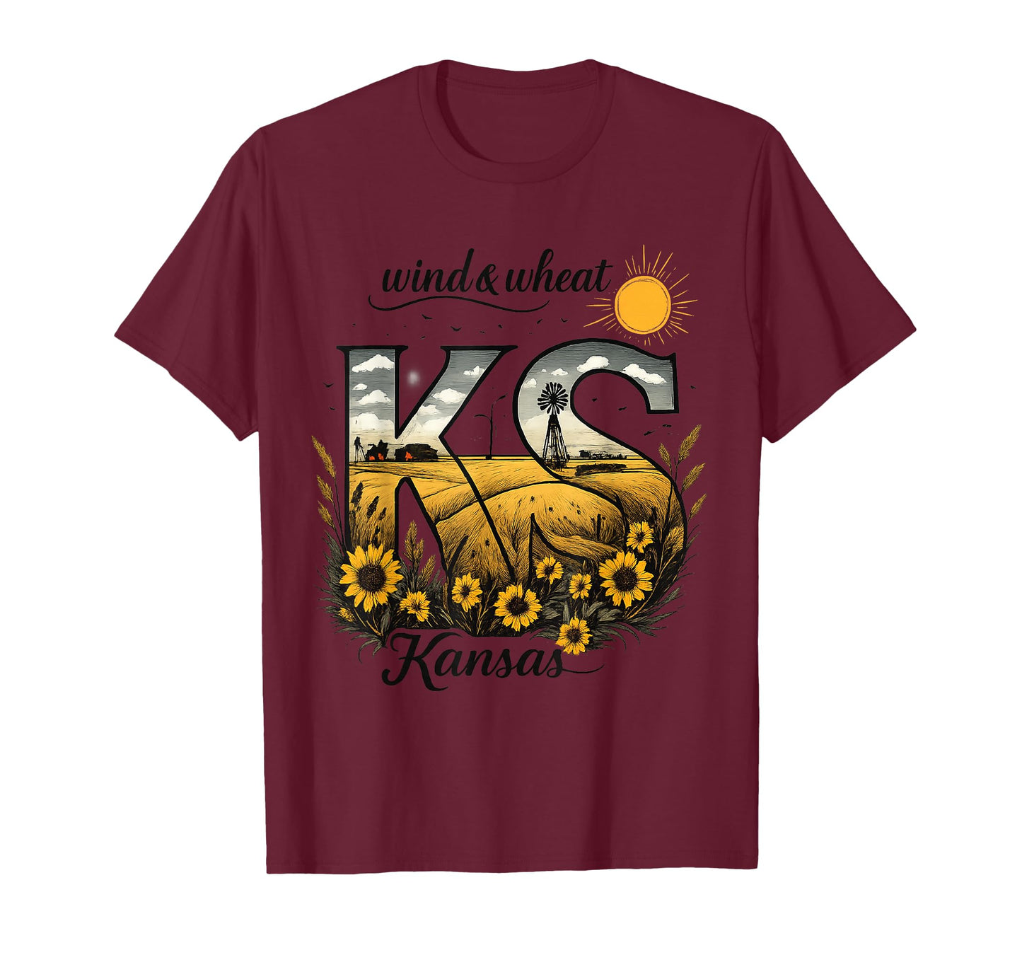 Kansas Sunflower Field Midwest Farm Tshirt T-Shirt