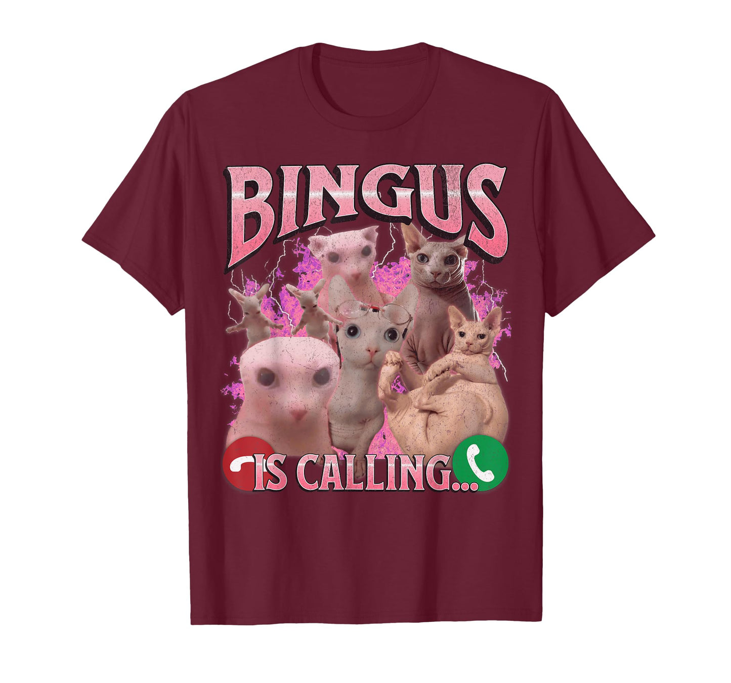 Bingus Is Calling Funny Sphinx Cat Meme Bootleg Graphic Men Women Kids T-Shirt