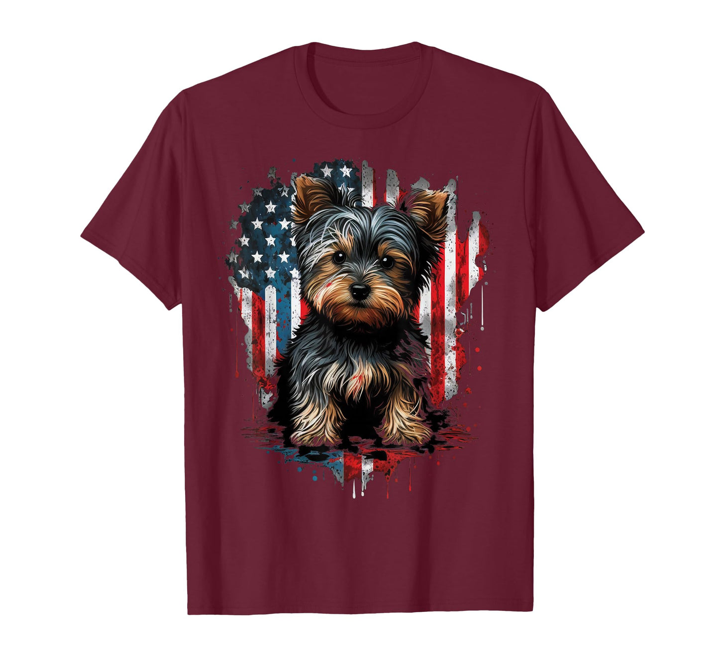 USA 4th of July Patriotic American Yorkshire Terrier T-Shirt