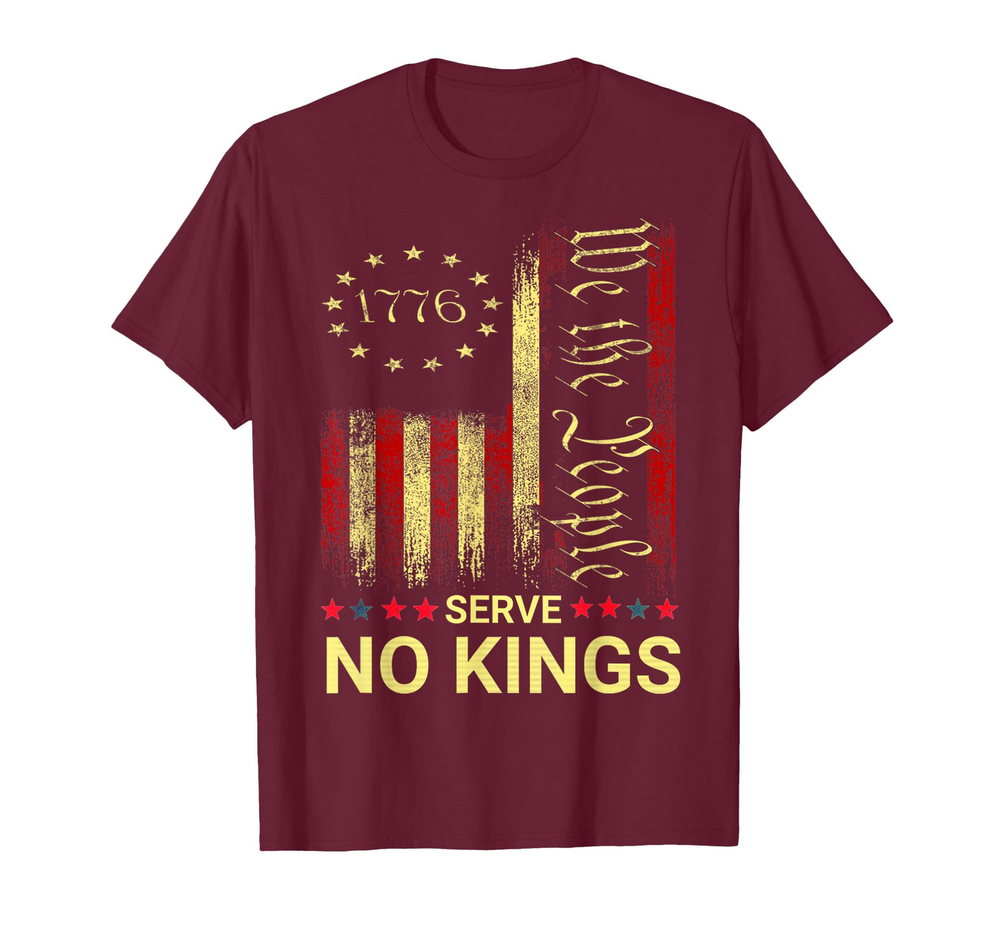 No Kings in America Since 1776 Distressed USA Flag Vintage T-Shirt