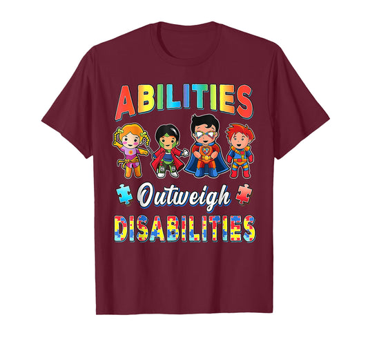 Autism Awareness Boy Abilities Outweigh Disabilities Teacher T-Shirt