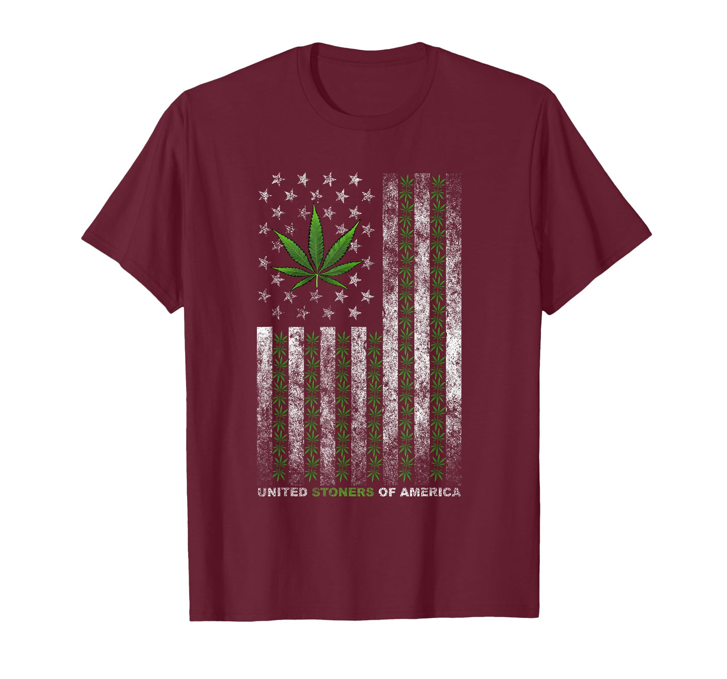 USA Flag Marijuana Leaf flag Weed United Stoners Of America T-Shirt