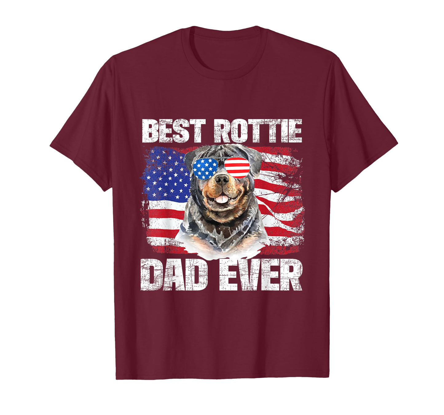 Best Rottie Dad Ever - American Flag Dog Owner Animal Lover T-Shirt for Women Kids Men
