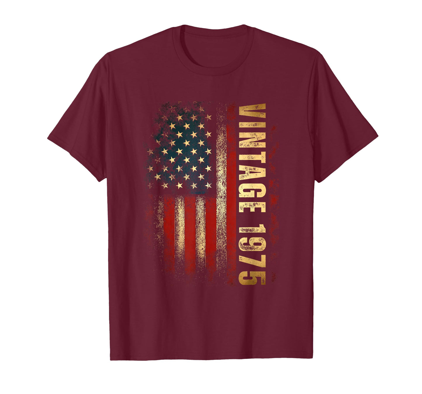 Vintage 1975 American Flag 50th Birthday 50 Years Old Men T-Shirt