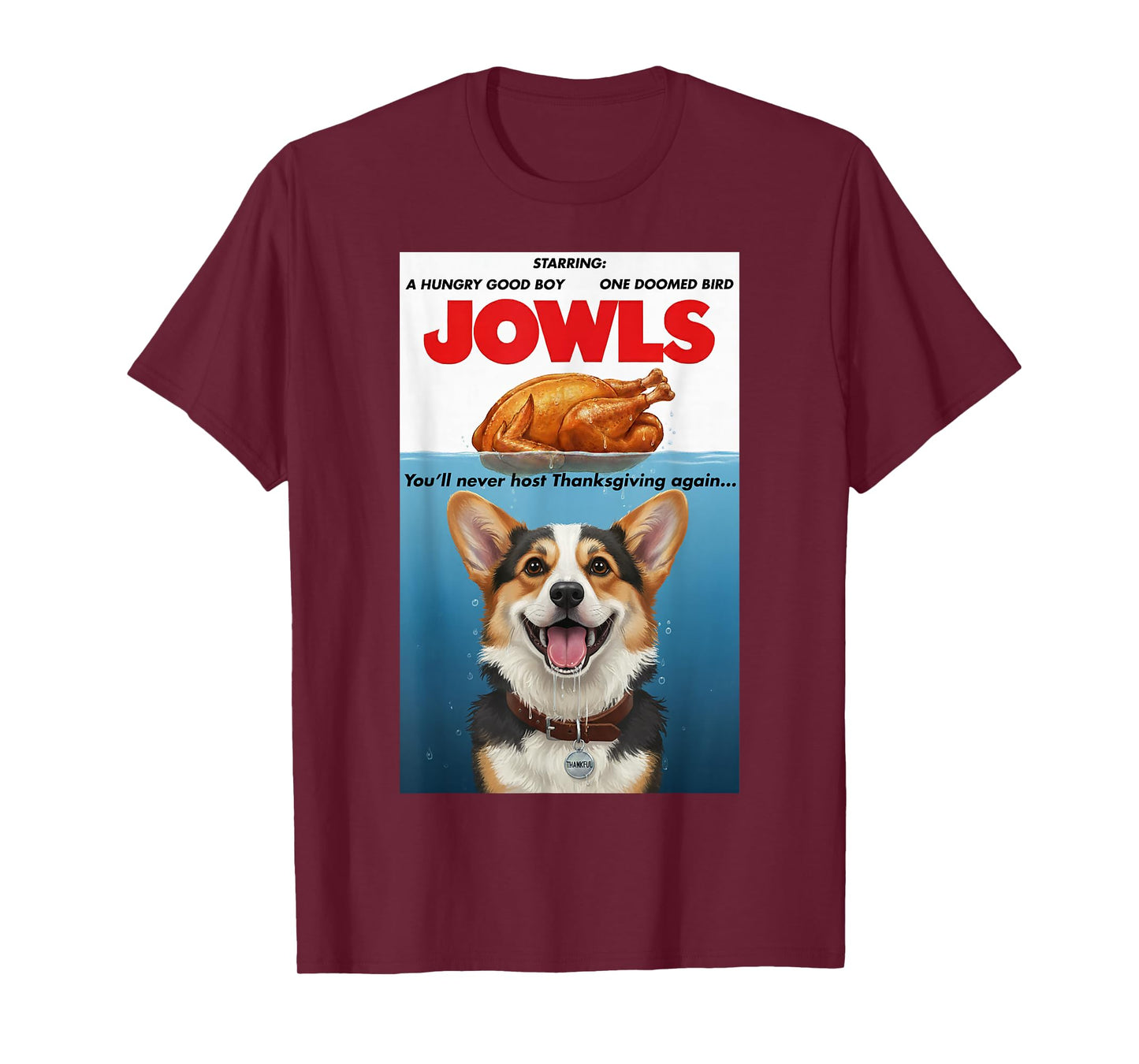 Funny Jowls Thanksgiving Corgi and Turkey T-Shirt