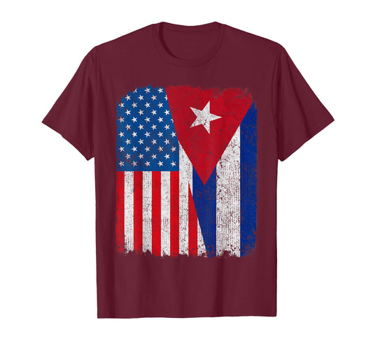 Cuban American Flag Half USA Cuba Root Proud T-Shirt