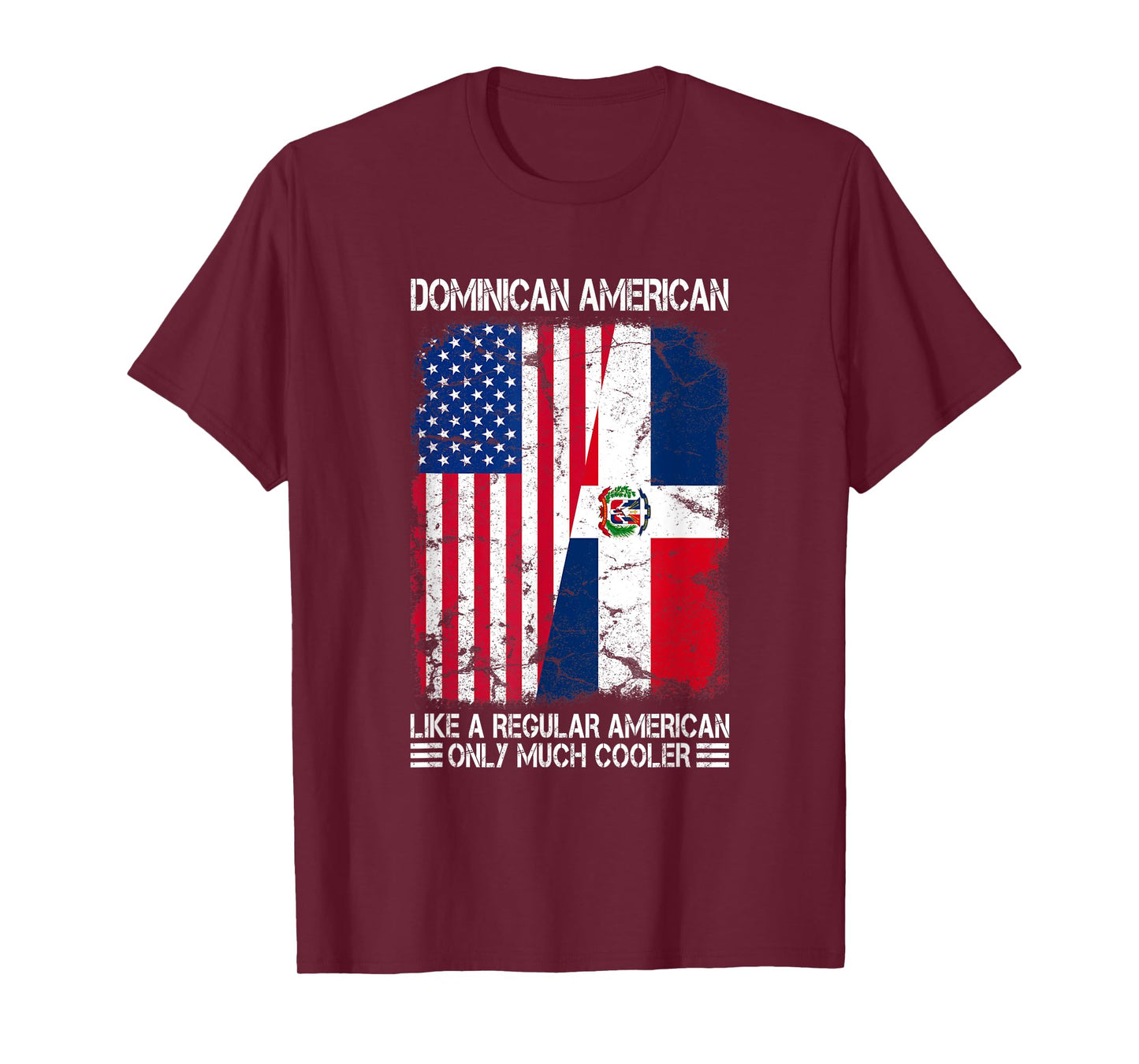 Dominican American Like a Regular American Half USA Flag T-Shirt for Women Men