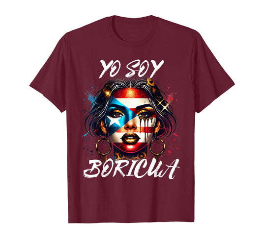 Puerto Rican Woman Yo Soy Boricua Puerto Rico Flag Hispanic T-Shirt