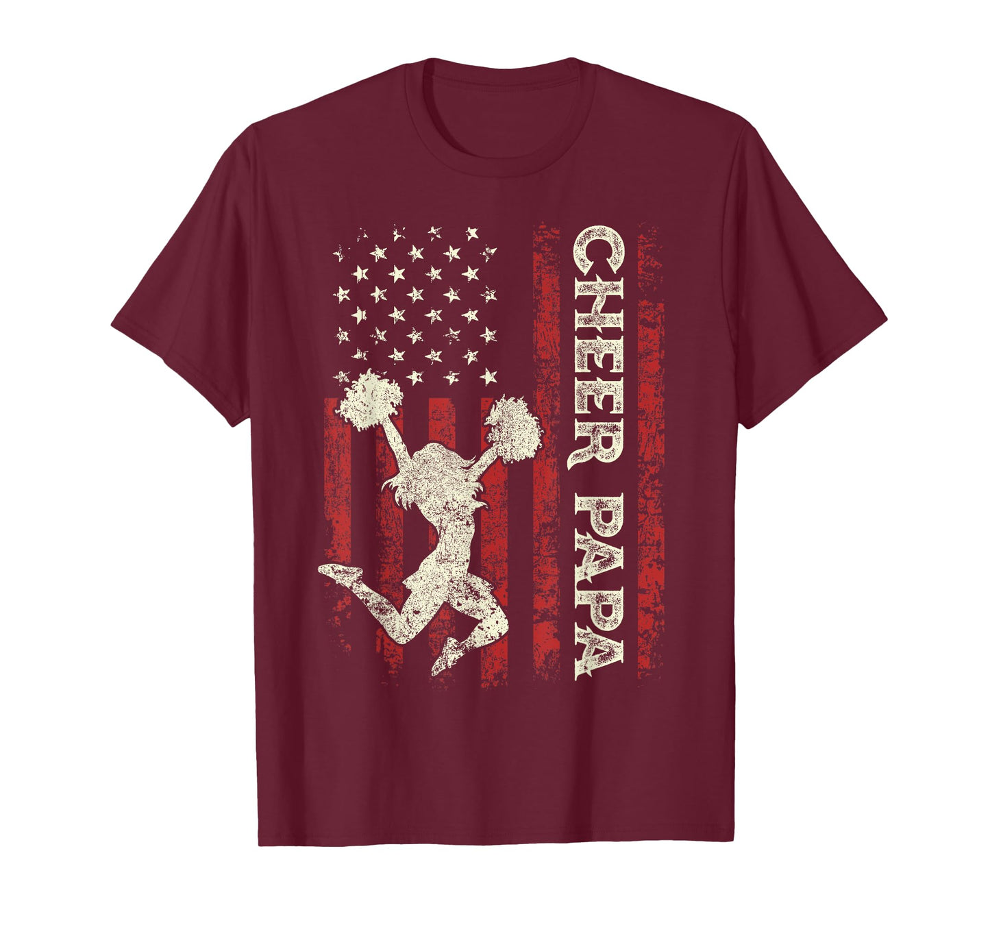 Cheer Papa US Flag Dad Men Patriotic Cheerleader Fathers Day T-Shirt