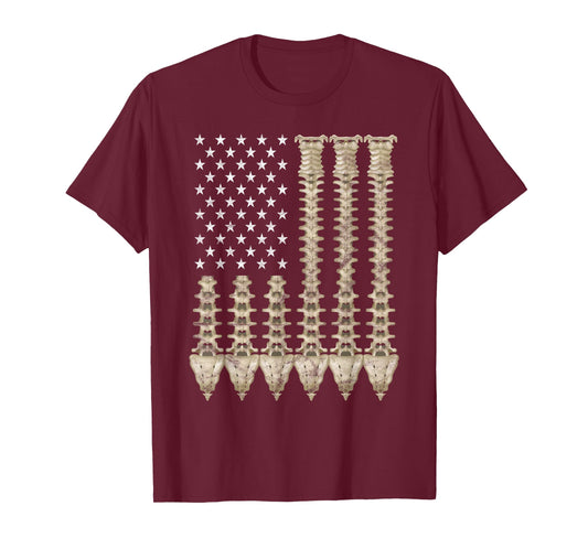 Chiropractors Office Spine Chiropractic American Flag Gift Women Men T-Shirt