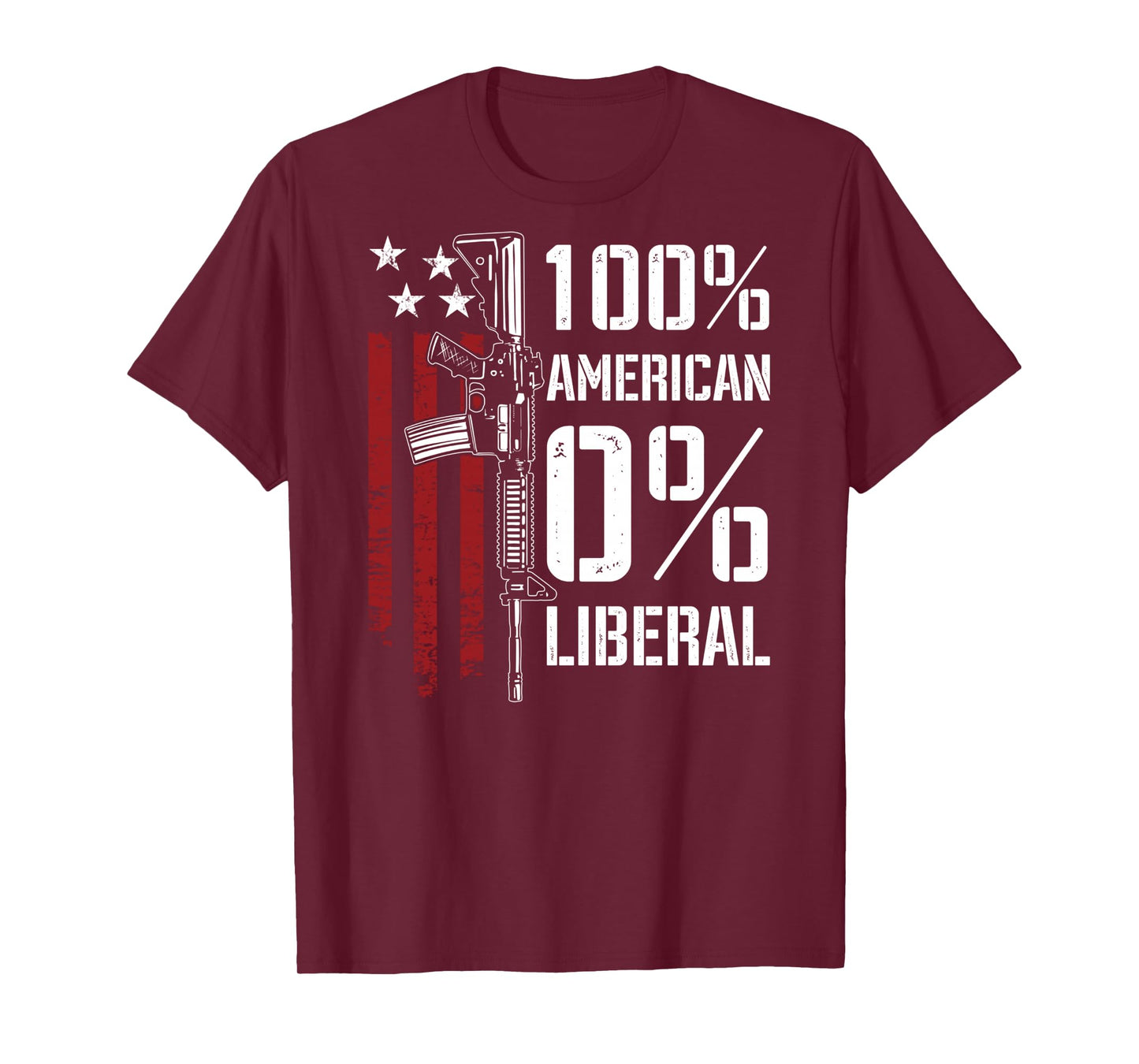 100% American 0% Liberal - Funny Pro Gun - ON Back Long Sleeve T-Shirt
