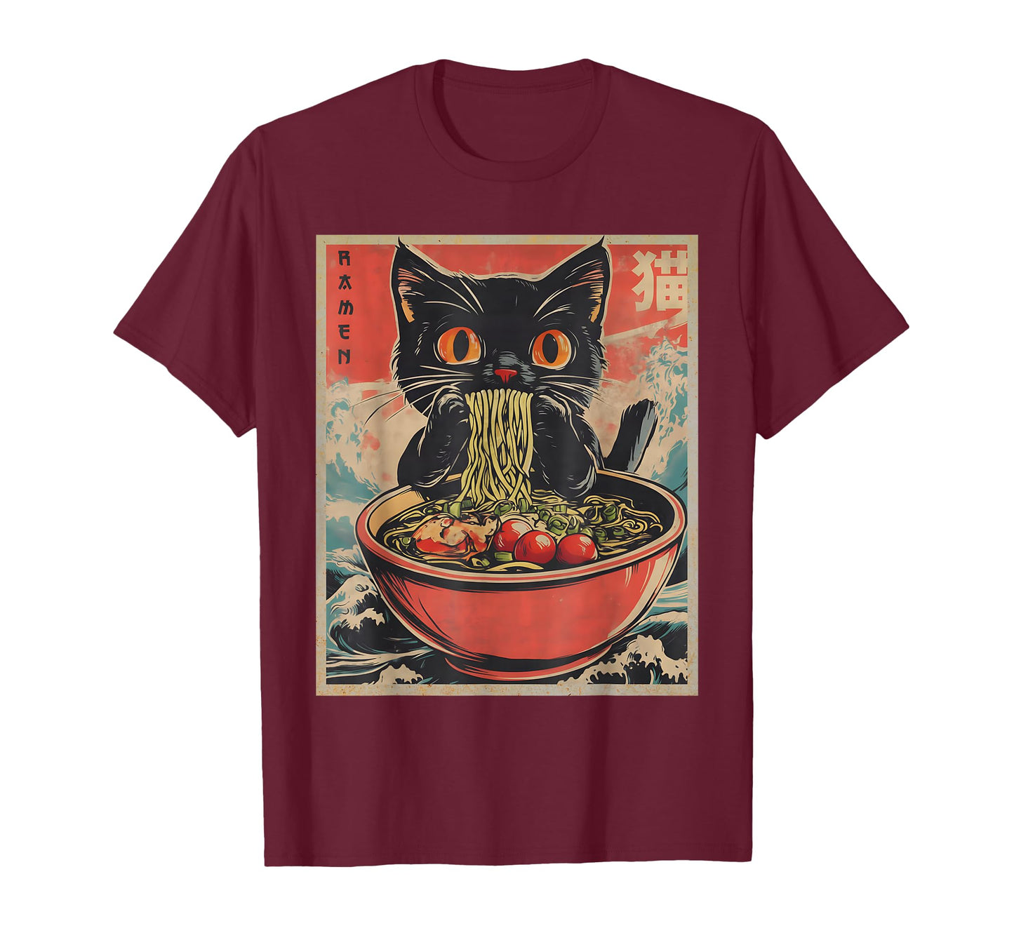 Anime Cat Ramen Japanese Funny Kawaii Cat Anime Kids Men T-Shirt
