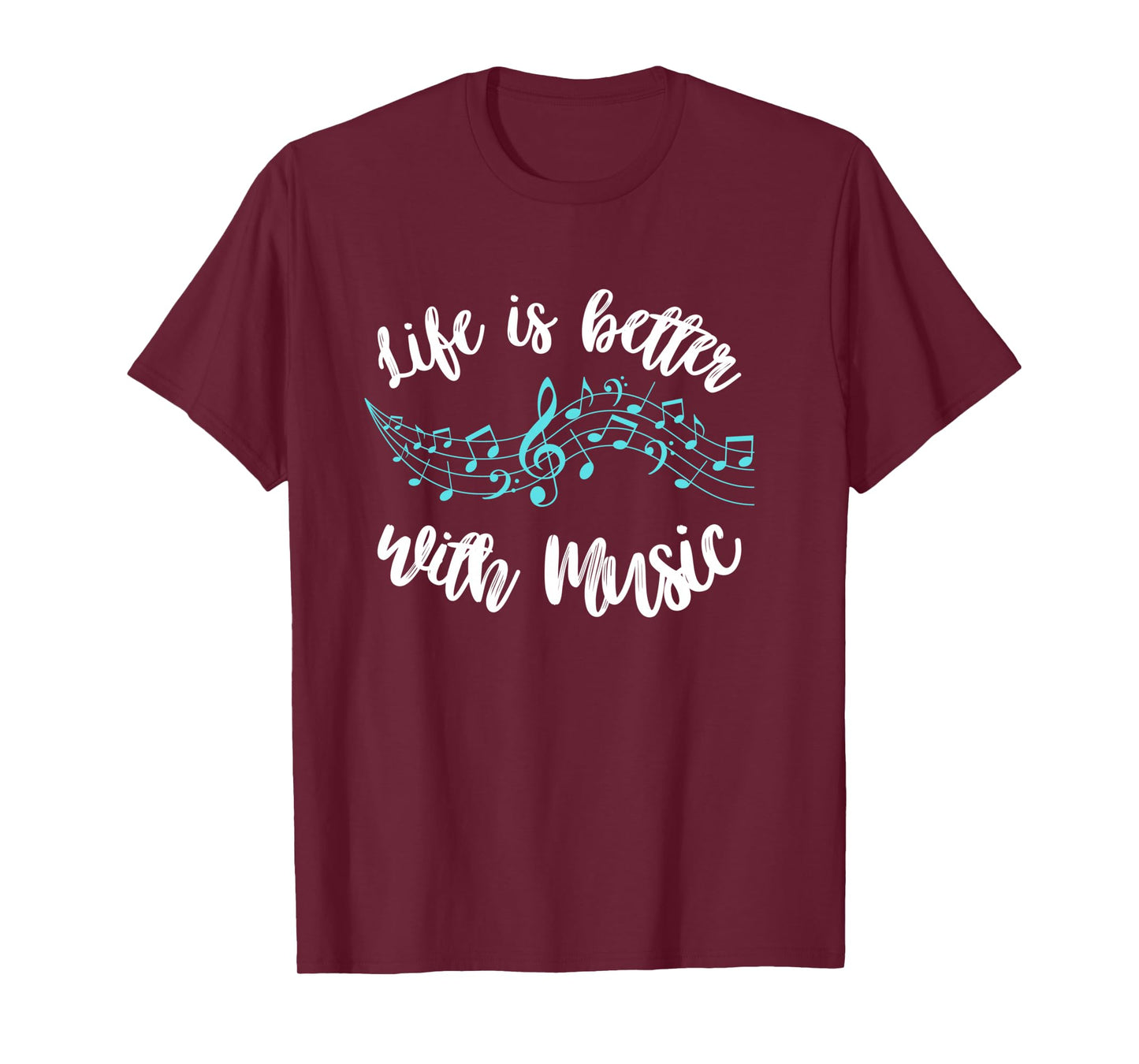 Life is Better with Music Musician Quote Clef Notes Graphic Long Sleeve T-Shirt