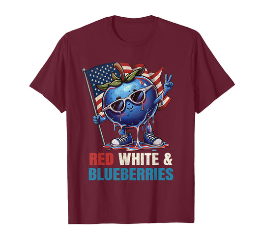 Red White and Blueberries American Flag for Men Women Kids T-Shirt