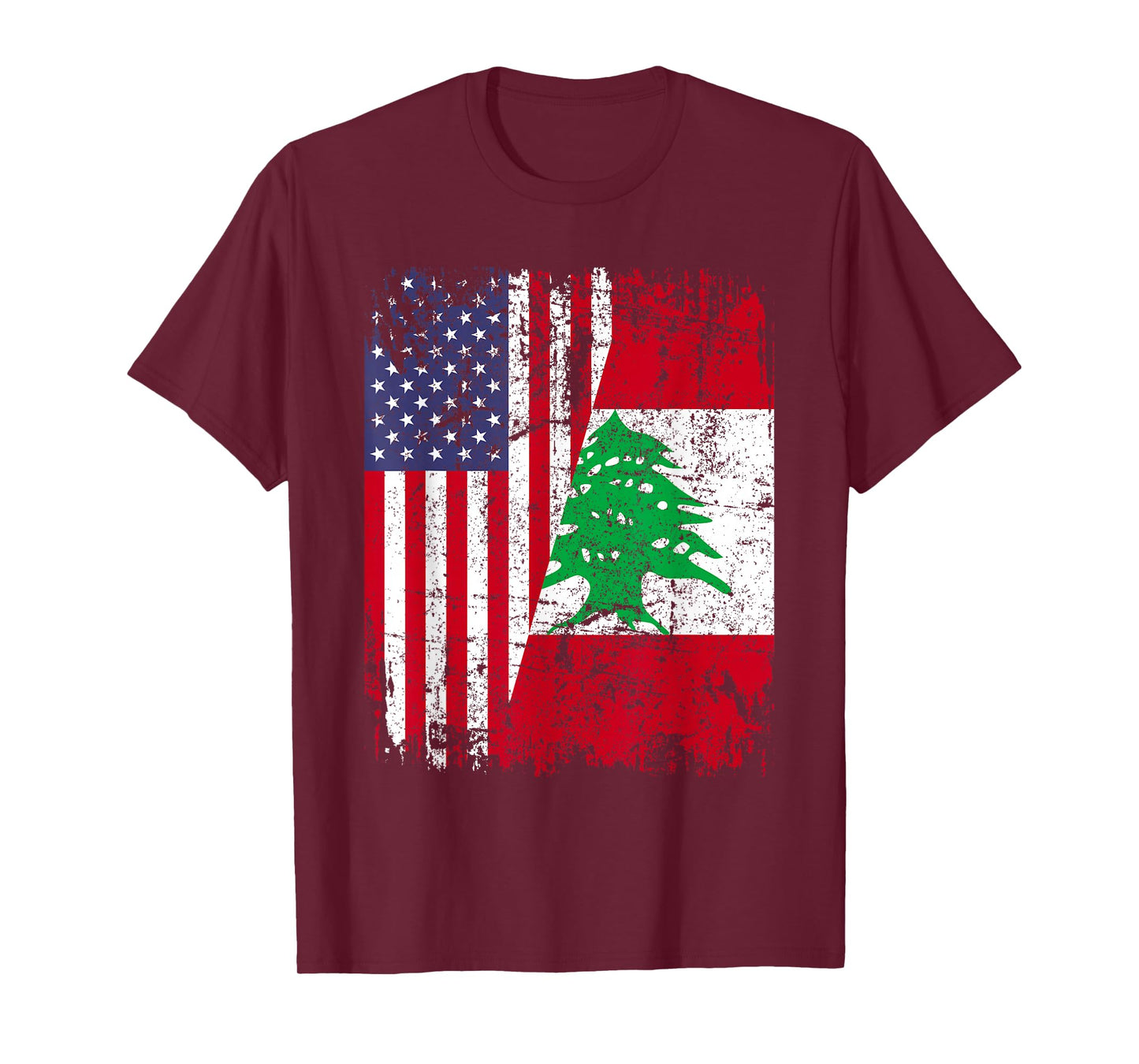 LEBANESE ROOTS | Half American Flag | LEBANON T-Shirt