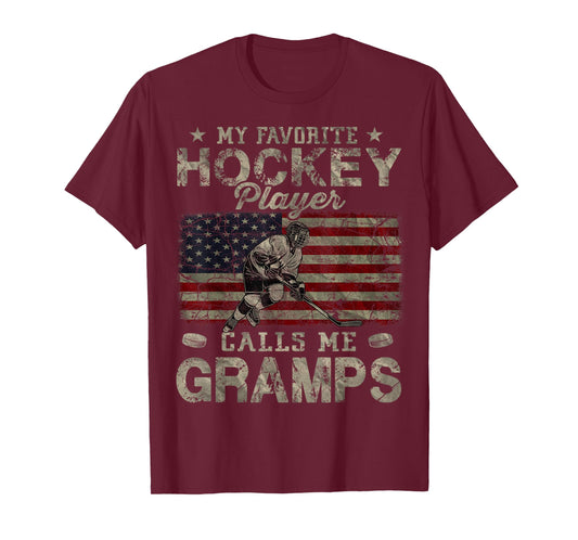 My Favorite Hockey Player Calls Me Gramps Father's Day T-Shirt