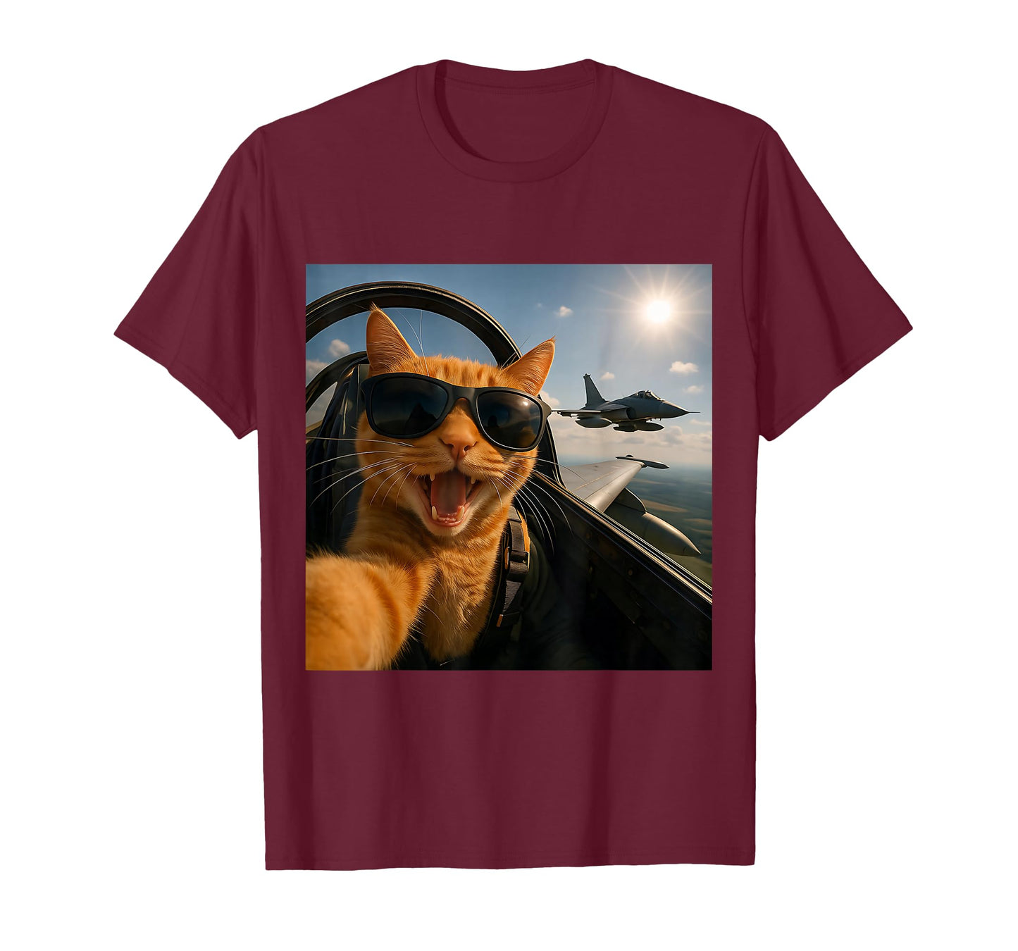 Cat Selfie Jet Airplane Funny Cat Gifts for Men Women Kids T-Shirt