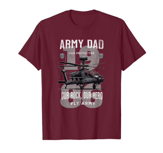 Army Dad Father Military Fathers Day Apache Helicopter Army T-Shirt