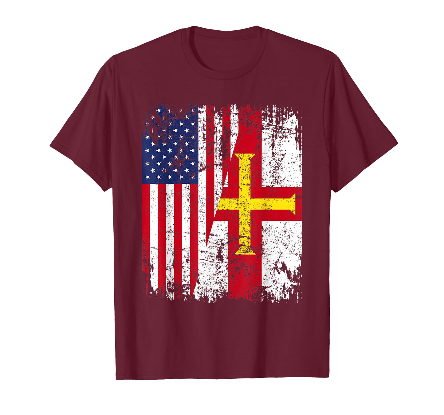 GUERNSEY ROOTS | Half American Flag | GUERNSEY FLAG T-Shirt for Women Kids Men