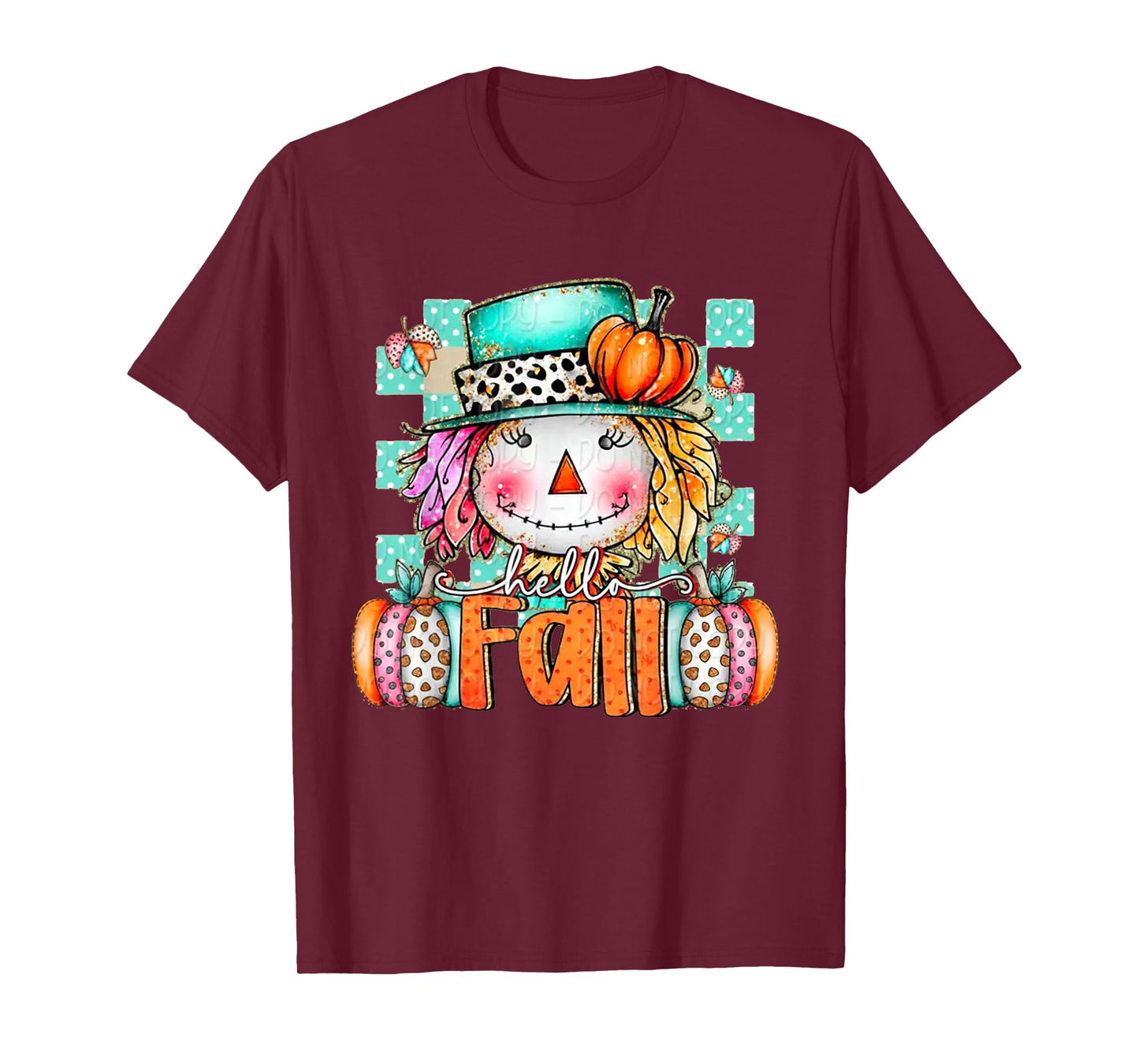 Cute Scarecrow Pumpkin Thanksgiving Halloween Hello Fall T-Shirt