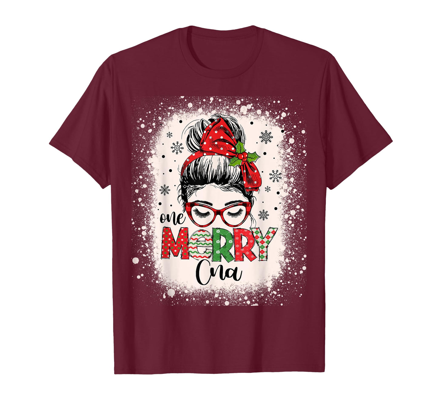 Cna Nurse Messy Bun Nurse's Aid Christmas T-Shirt