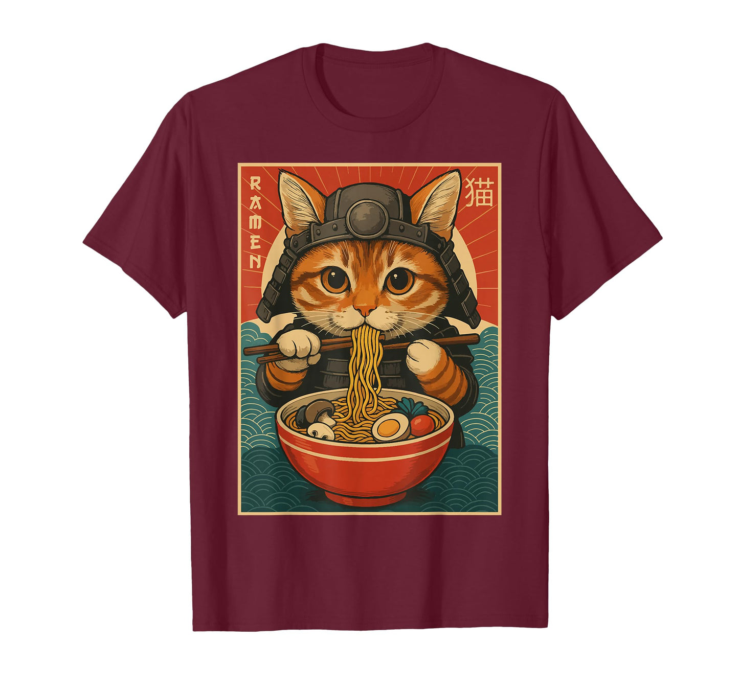 Funny Ramen Cat Japanese Warrior Vintage Noodle Lover T-Shirt