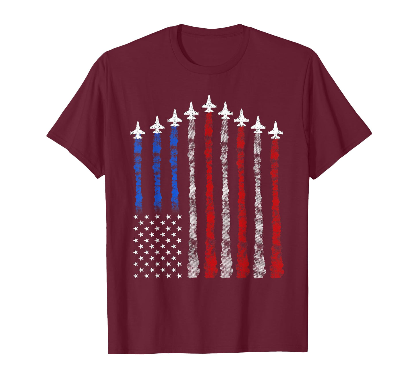 Fighter Jet Airplane USA Flag 4th of July Patriotic T-Shirt