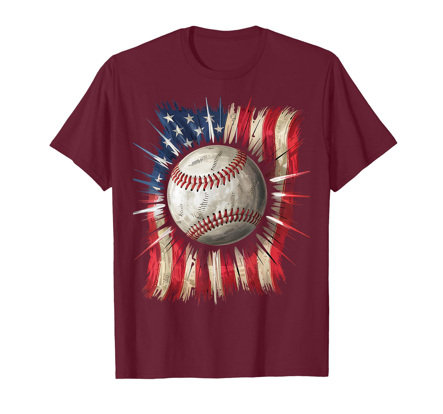 Patriotic Baseball Dripping Flag 4th of July Baseball Fans T-Shirt