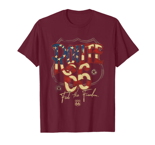 Route 66 US Flag Text T-Shirt